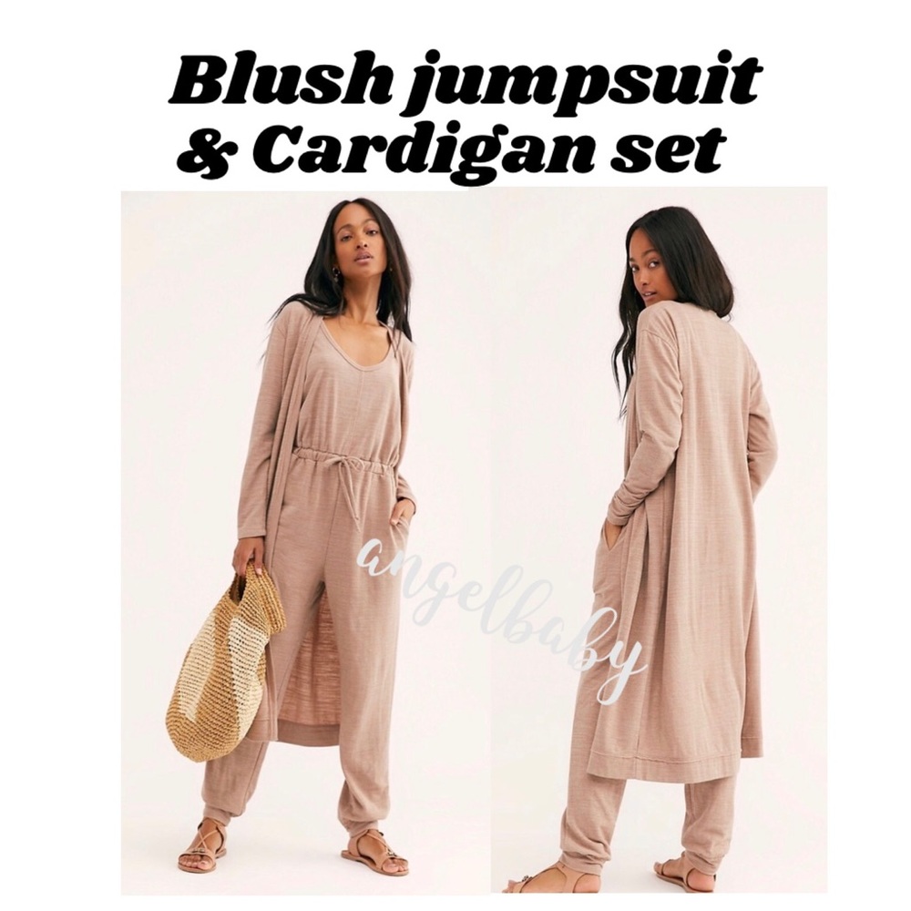 Blush Jumpsuit & Cardigan Lounge Set! - Picture 13 of 16